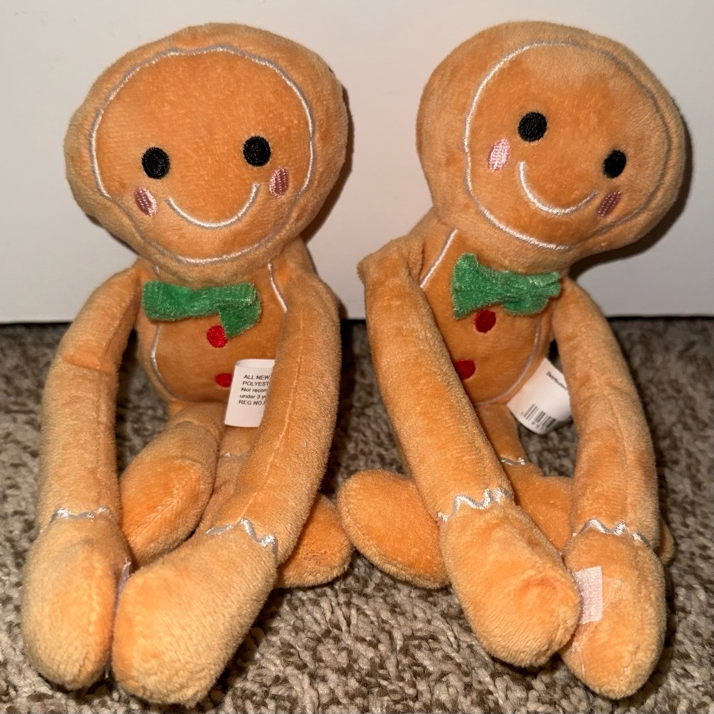 11" Classic Long Arm Brown Stuffed Gingerbread Characters - 2 Pc.